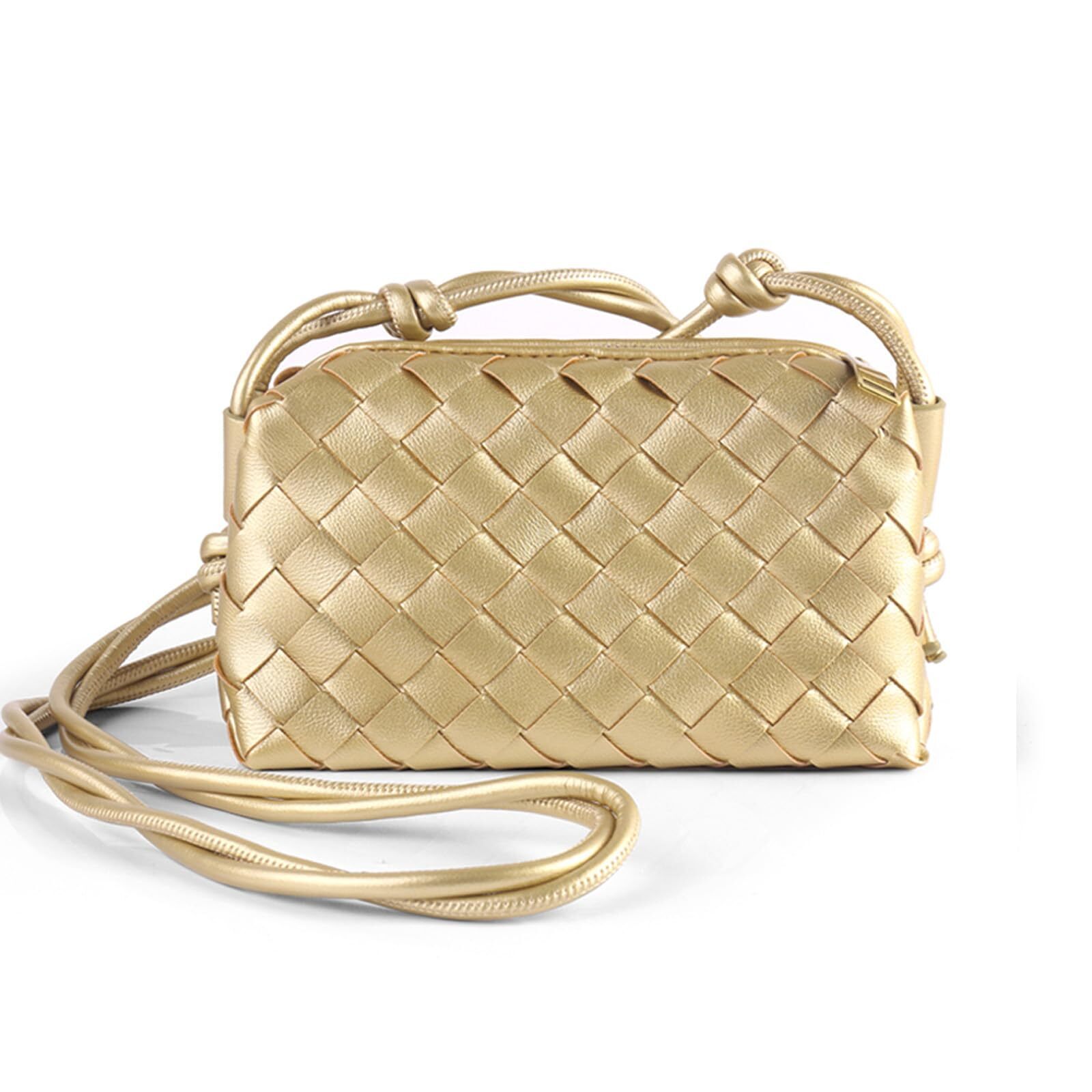 4369 Vegan Leather Woven Crossbody Bag , Braided Trendy Shoulder Bag